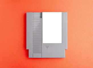 8-bit retro game cartridge with blank front label