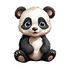 Black and white panda with transparent background