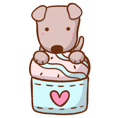 dog with coffe time