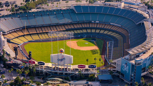 Dodgers Stadium in Los Angeles - aerial view over the baseball stadium - LOS ANGELES, USA - NOVEMBER 5, 2023