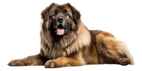 Serene Caucasian Shepherd dog resting, isolated.