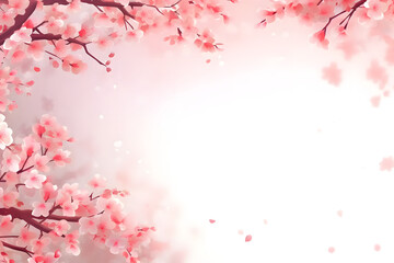 Obraz na płótnie Canvas Spring season sakura frame border background.