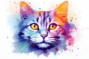 Abstract watercolor cat background.