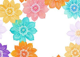 Obraz premium A vibrant tapestry of blooming petals, painted in watercolor, intertwined in a whimsical pattern on soft fabric, evoking a sense of lively beauty and free-spiritedness. 
