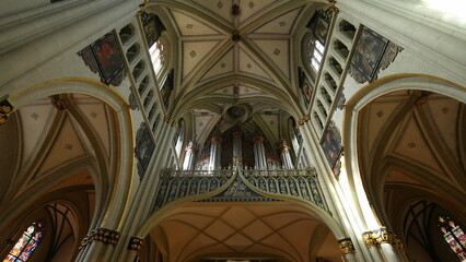 Fribourg, Switzerland Circa March 2022 - Saint Nicholas Cathedral's Timeless Beauty, A Testament to Catholic Worship