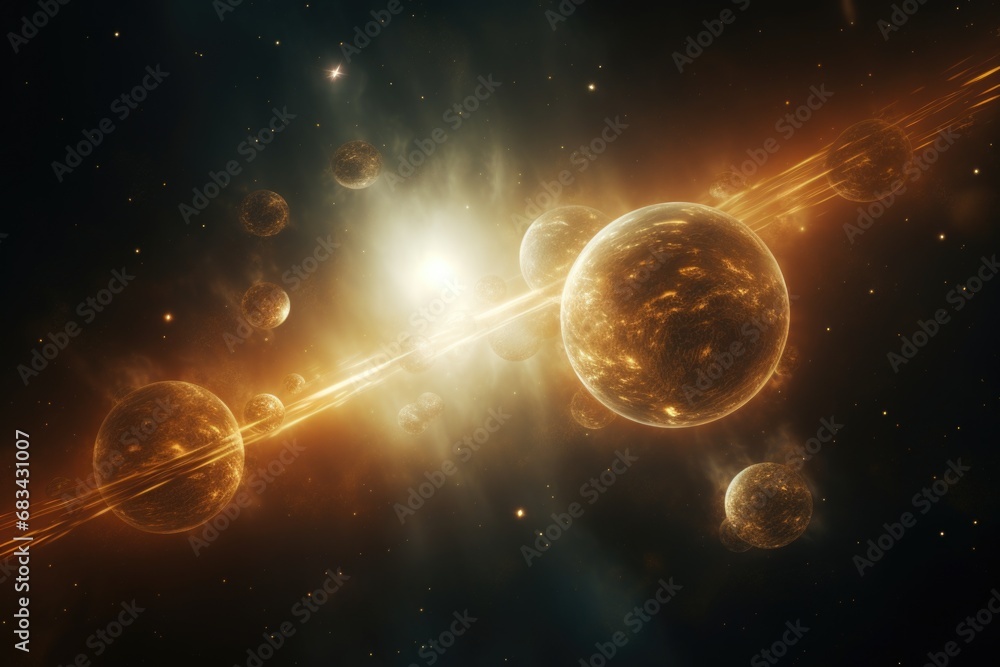 Poster an image showcasing a collection of planets in the vastness of outer space. this picture can be used