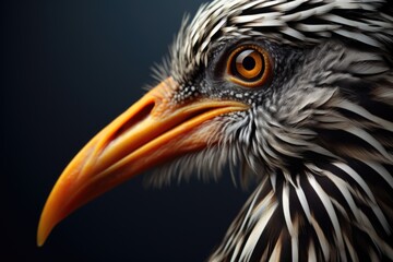 Obraz premium A close-up photograph showcasing the vibrant orange beak of a bird. This image can be used to depict the unique features and colors of birds in nature