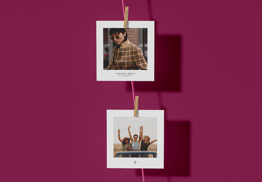 Square Instant Photo Mockup