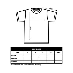 T-shirts size guide of unisex short sleeve sizing chart Table size Front and back views Vector illustration. - obrazy, fototapety, plakaty