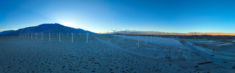 The Windmills of Palm Springs in California aerial drone photography