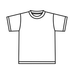 Blank White T-Shirt Icon Symbol. Short sleeve t shirt technical drawing fashion flat sketch vector illustration template front and back views