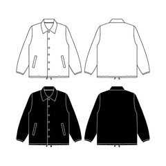 Template coach jacket vector illustration flat design outline clothing - obrazy, fototapety, plakaty