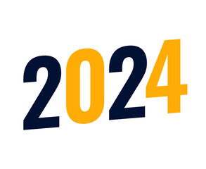 Happy New Year 2024 Abstract Blue And Yellow Graphic Design Vector Logo Symbol Illustration