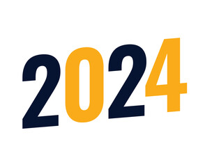 Happy New Year 2024 Abstract Blue And Yellow Graphic Design Vector Logo Symbol Illustration