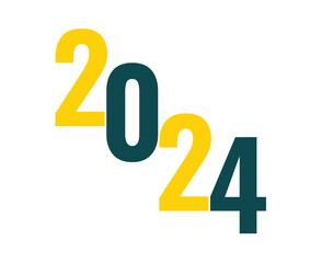 Happy New Year 2024 Abstract Yellow And Green Graphic Design Vector Logo Symbol Illustration