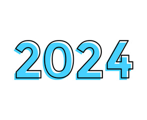 Happy New Year 2024 Abstract Cyan And Black Graphic Design Vector Logo Symbol Illustration