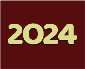 Happy New Year 2024 Abstract Brown Graphic Design Vector Logo Symbol Illustration With Maroon Background