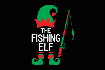 The Fishing Elf Family Matching Group Gift Christmas Costume Funny Christmas Shirt Design