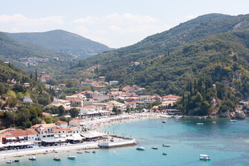 Coastline during sunny day of Parga, Greece