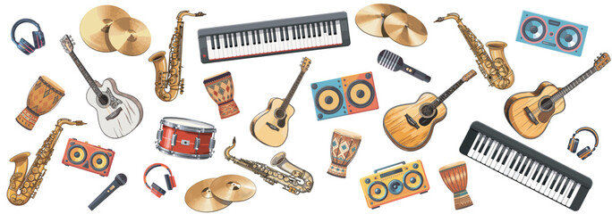 set of illustration of music instrument