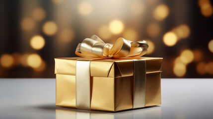 golden gift box HD 8K wallpaper Stock Photographic Image 