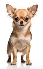 Chihuahua dog sitting and looking at the camera in front isolated of white background