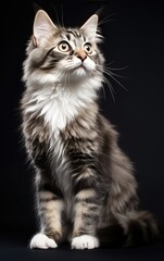 Obraz premium American Curl cat sitting at the camera in front isolated of white background