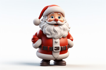 Obraz premium Experience the magic of the winter holidays with a 3D model rendering of a Santa Claus toy, isolated on a white background. Ai generated