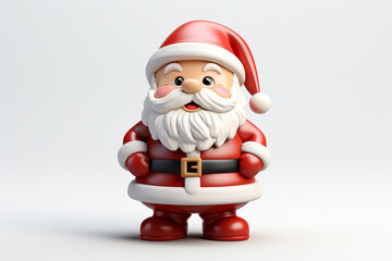 Obraz premium Experience the magic of the winter holidays with a 3D model rendering of a Santa Claus toy, isolated on a white background. Ai generated