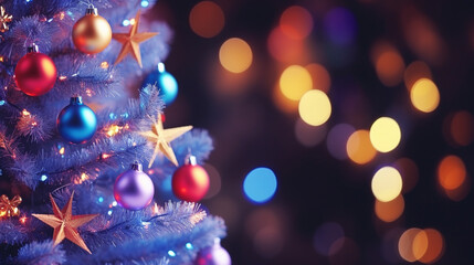Fototapeta na wymiar christmas tree lights HD 8K wallpaper Stock Photographic Image 