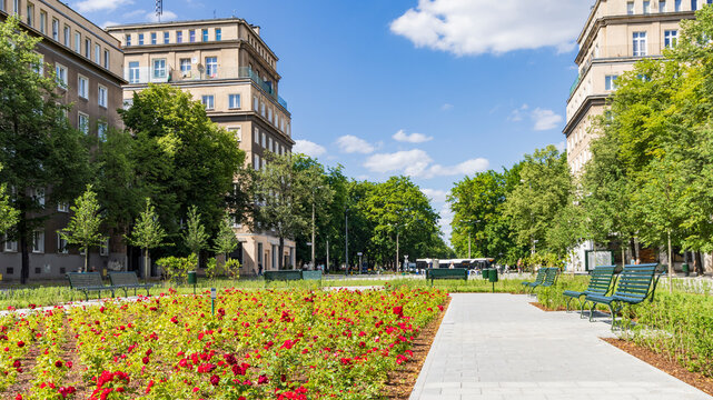 Nowa Huta destrict with buildings from communist Poland and becoming one of the most visited destinations in Krakow Malopolska region in Poland