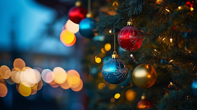 christmas tree lights HD 8K wallpaper Stock Photographic Image 