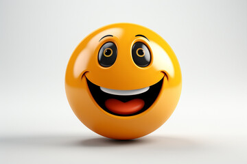 Fototapeta premium 3D model design render of a cheerful smiley face icon isolated on white background. Ai generated