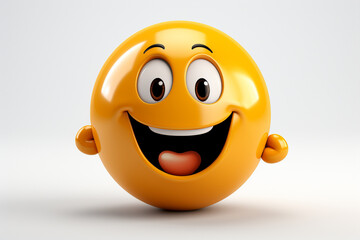 Fototapeta premium 3D model design render of a cheerful smiley face icon isolated on white background. Ai generated