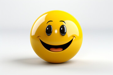 3D model design render of a cheerful smiley face icon isolated on white background. Ai generated