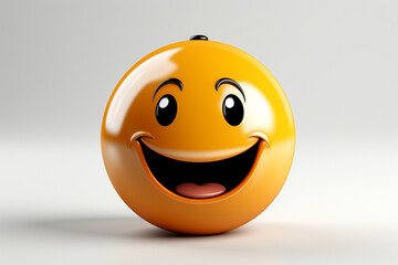 Fototapeta premium 3D model design render of a cheerful smiley face icon isolated on white background. Ai generated