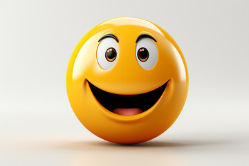 Fototapeta premium 3D model design render of a cheerful smiley face icon isolated on white background. Ai generated