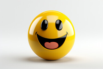 3D model design render of a cheerful smiley face icon isolated on white background. Ai generated