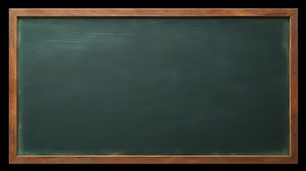 Green board chalkboard texture, wooden frame, with chalk traces.