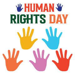 Human Rights Day poster template with hands vector. 
