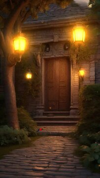 
house door at night