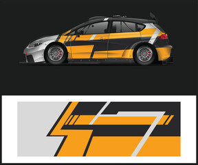 Racing car wrap design vector. Graphic abstract stripe racing background kit designs for wrap vehicle