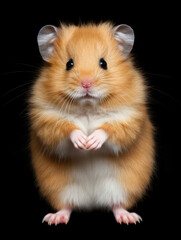 Hamster Studio Shot Isolated on Clear Black Background, Generative AI
