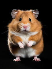 Hamster Studio Shot Isolated on Clear Black Background, Generative AI