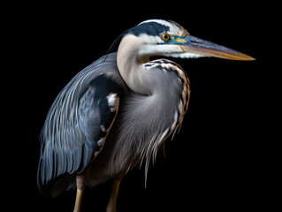 Heron Studio Shot Isolated on Clear Black Background, Generative AI