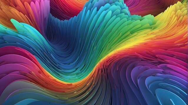 Colorful abstract background with curved lines in rainbow colors. Vector illustration