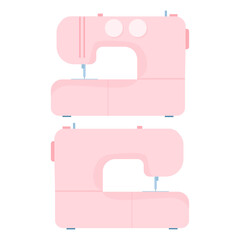Flat pink sewing machine front and back view