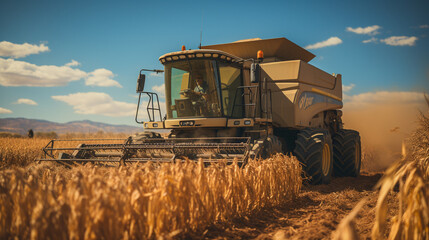 Bountiful Harvest: Farmer Gathering Crops of Wheat and Corn. Generative AI.