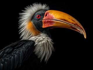 Obraz premium Hornbill Studio Shot Isolated on Clear Black Background, Generative AI