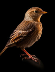 Passerine Studio Shot Isolated on Clear Black Background, Generative AI